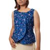 MINC Asymmetric Hand Embroidered Top in Blue Silk