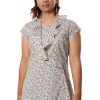 MINC Asymmetric Ruffle Top in White Printed Cotton