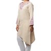 MINC Daywear Floral Embroidered Long Kurta in Yellow Khadi Cotton