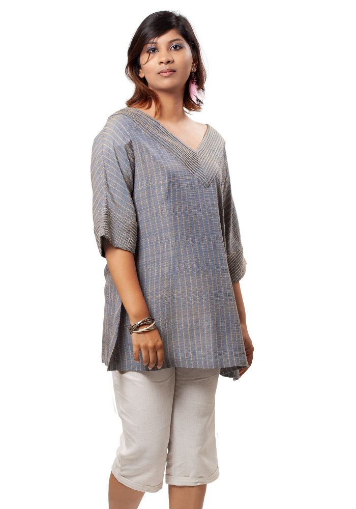 MINC Ecofashion Kaftan Tunic in Ocean Blue Ahimsa Silk
