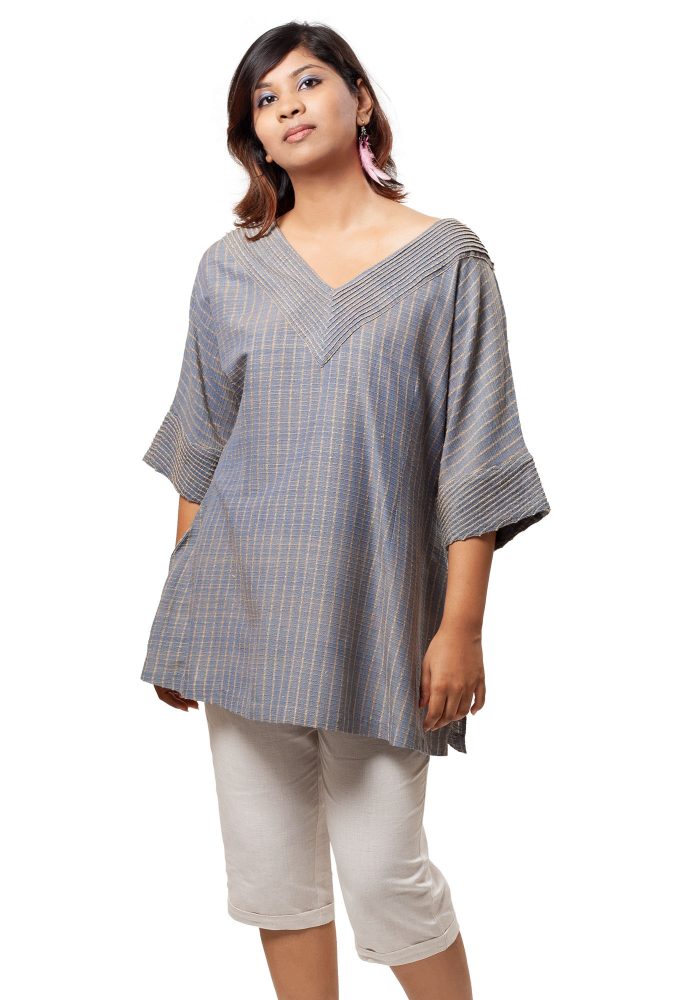 MINC Kaftan Tunic in Ocean Blue Ahimsa Silk