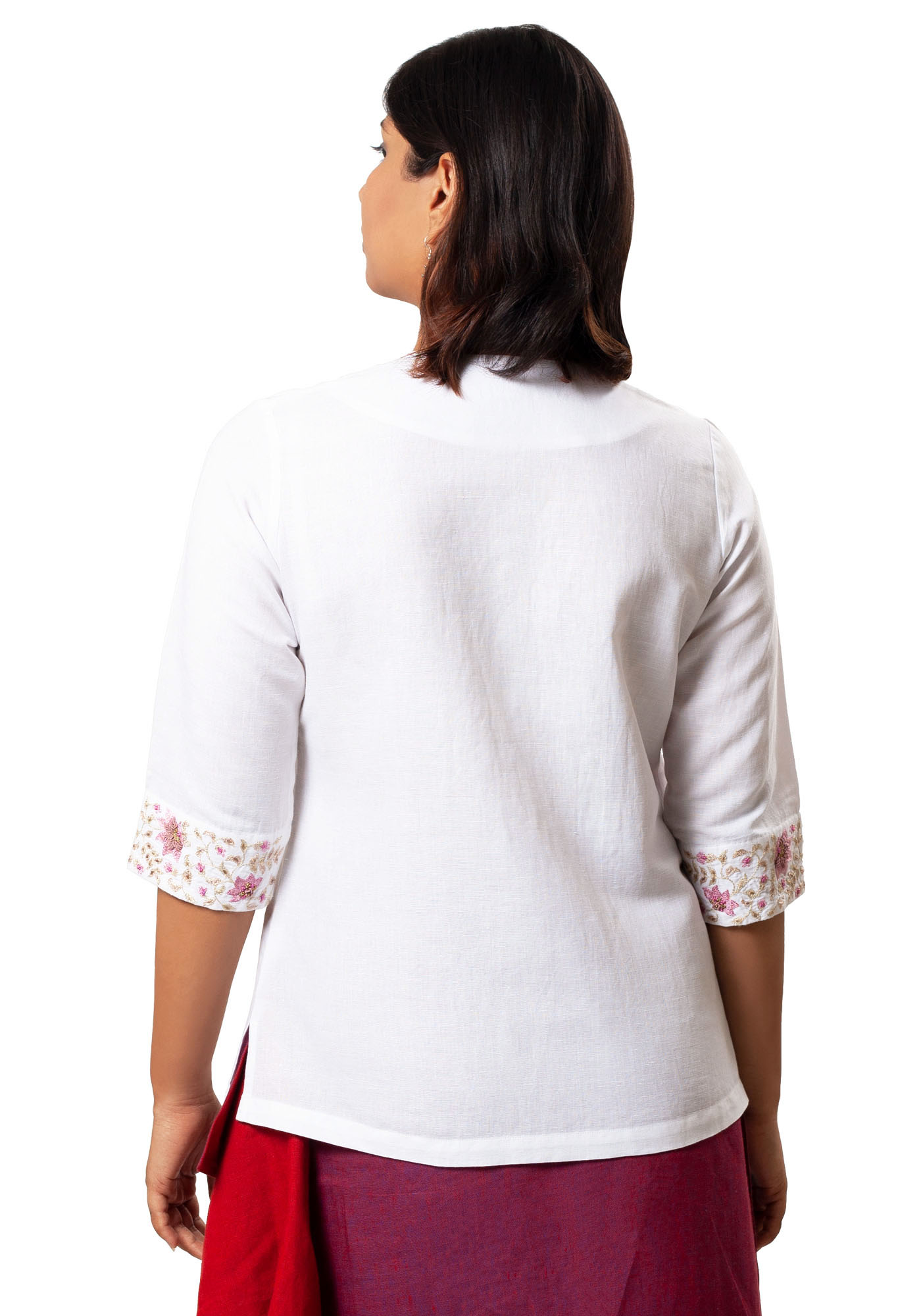 MINC Rebecca Hand Embroidered White Linen Kurti