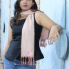 MINC Rose Chocolate Hand Embroidered Silk Scarf