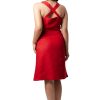 MINC Ruby Halter Cowl Dress In Red Linen