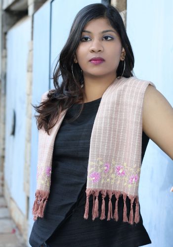 MINC ecofashion Rose Chocolate Hand Embroidered Silk Scarf