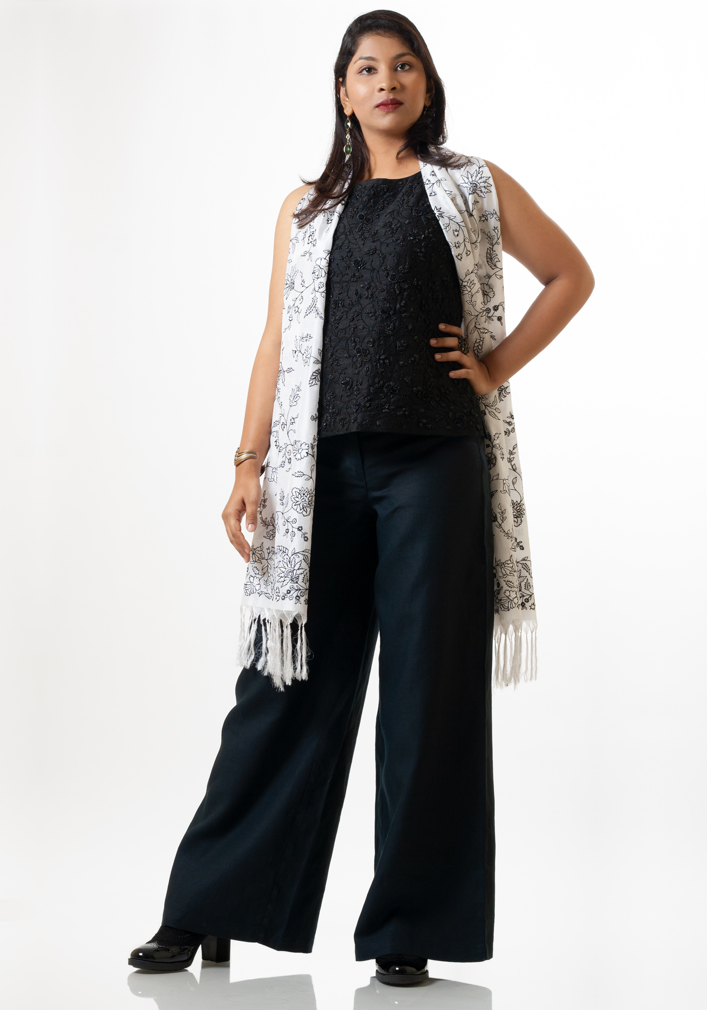 MINC ecofashion Winter Flowers Scarf in White Silk