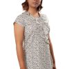 MINC ecofriendly couture Asymmetric Ruffle Top in White Printed Cotton
