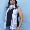 MINC ecofriendly couture fashion Winter Flowers Scarf in White Silk