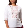 MINC ecofriendly womens clothing store Rebecca Hand Embroidered White Linen Kurti