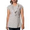 MINC ecofriendly womens couture Asymmetric Ruffle Top in White Printed Cotton