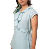 MINC womens ecofashion brand Asymmetric Ruffle Top in Sky Blue Linen