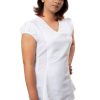 MINC womens ecofriendly clothing store Allison Asymmetric Embroidered Tie Top in White Linen
