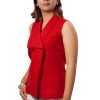 MINC womens ecofriendly clothing store Fiery Red Sleeveless Asymmetric Tie Top in Linen