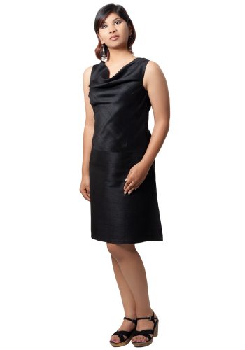 MINC womens ecofriendly clothing store Little Black Cowl Neck Dress in Silk