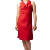 MINC womens ecofriendly clothing store Ruby Halter Cowl Dress In Red Linen