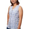 MINC womens ecofriendly clothing store Slim Fit V-Neck Shirt in Printed White Cotton