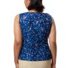 MINC womens high fashion Asymmetric Hand Embroidered Top in Blue Silk