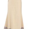MINC Ankle Length Embroidered Skirt in Beige Khadi Cotton