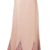 MINC Ankle Length Embroidered Skirt in Beige Linen