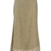 MINC Ankle Length Embroidered Skirt in Green Khadi Cotton