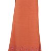 MINC Ankle Length Embroidered Skirt in Orange Khadi Cotton