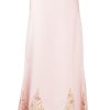MINC Ankle Length Embroidered Skirt in Pink Linen