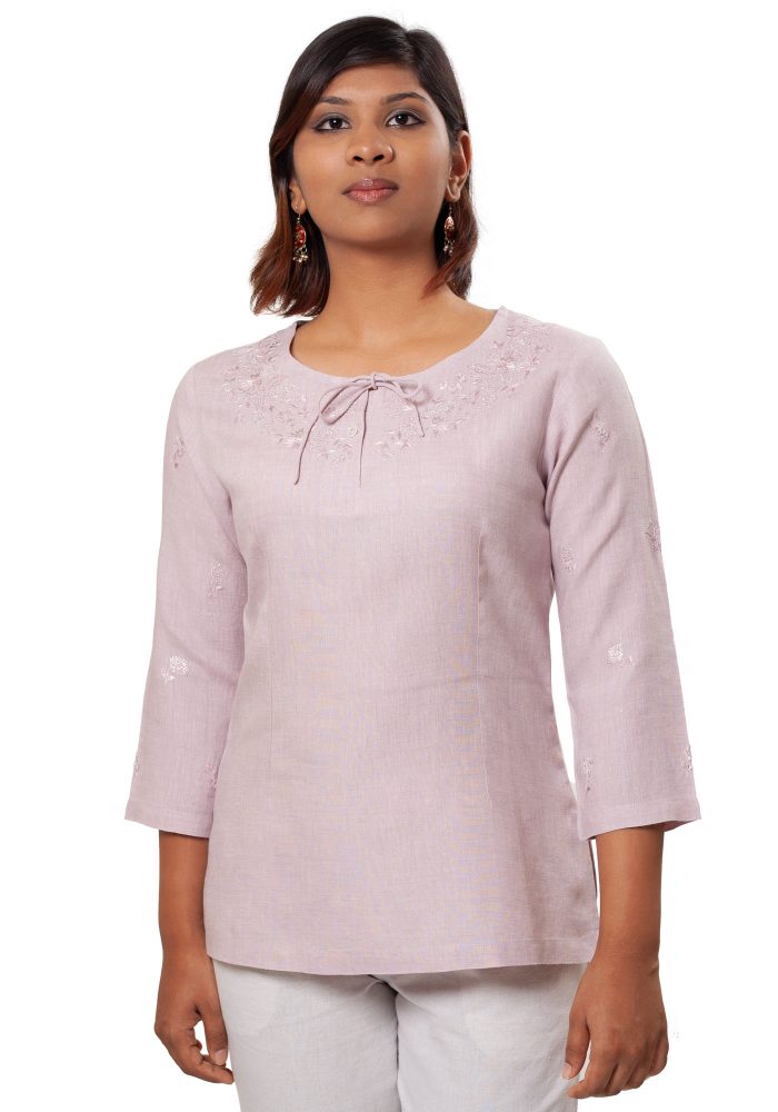 MINC Classic Lavender Embroidered Linen Tunic