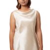 MINC Cowl Neck Short Top in Champagne Beige Silk