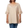 MINC Ecofashion Daywear Embroidered Kaftan Tunic in Beige Khadi Cotton