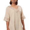 MINC Ecofashion Womens Embroidered Kaftan Tunic in Beige Khadi Cotton