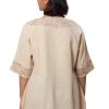 MINC Ecofashion Womens High Fashion Daywear Embroidered Kaftan Tunic in Beige Khadi Cotton