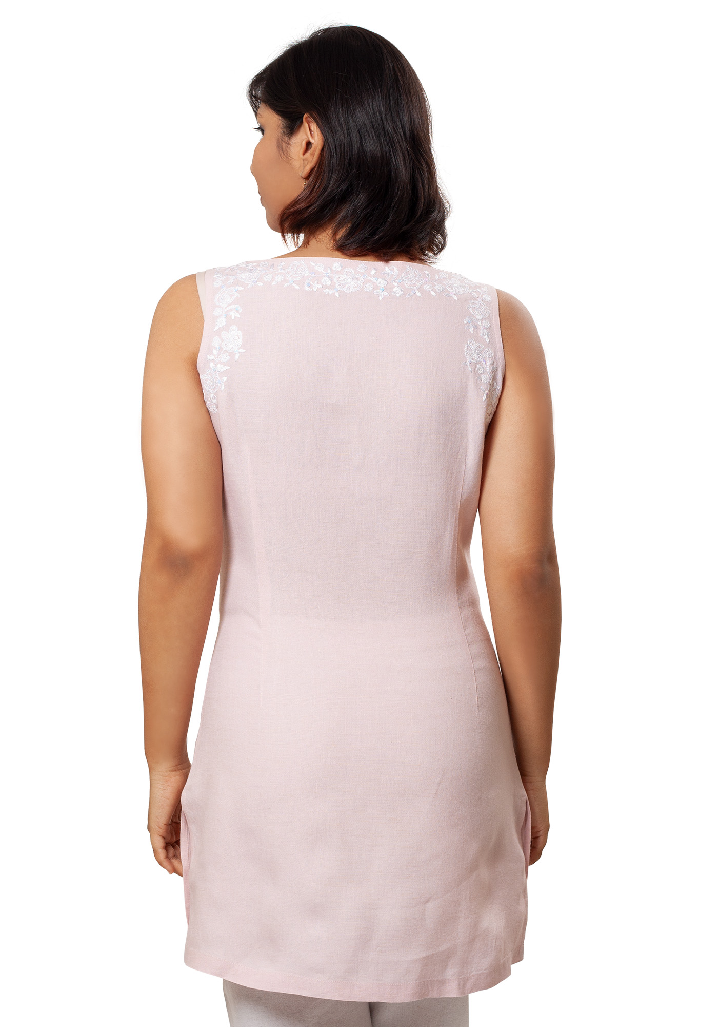 MINC Ecofashion Womens Sleeveless Linen Tunic in Lotus Pink
