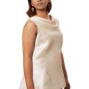 MINC Ecofriendly fashion Cowl Neck Short Top in Champagne Beige Silk