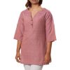 MINC Embroidered Kurti in Pink Khadi Cotton