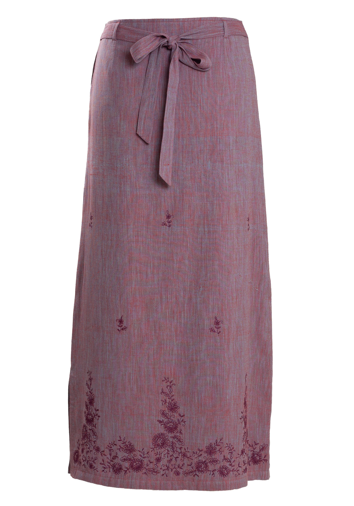 MINC Embroidered Long Skirt in Purple Khadi cotton