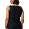 MINC Embroidered Sleeveless Linen Top in Black