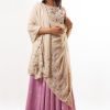 MINC Hand Embroidered Dupatta in Beige Silk Georgette