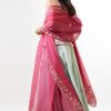 MINC Hand Embroidered Dupatta in Sangria Silk Georgette