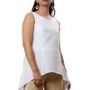 MINC Handkerchief Hem Embroidered Tunic in White Linen