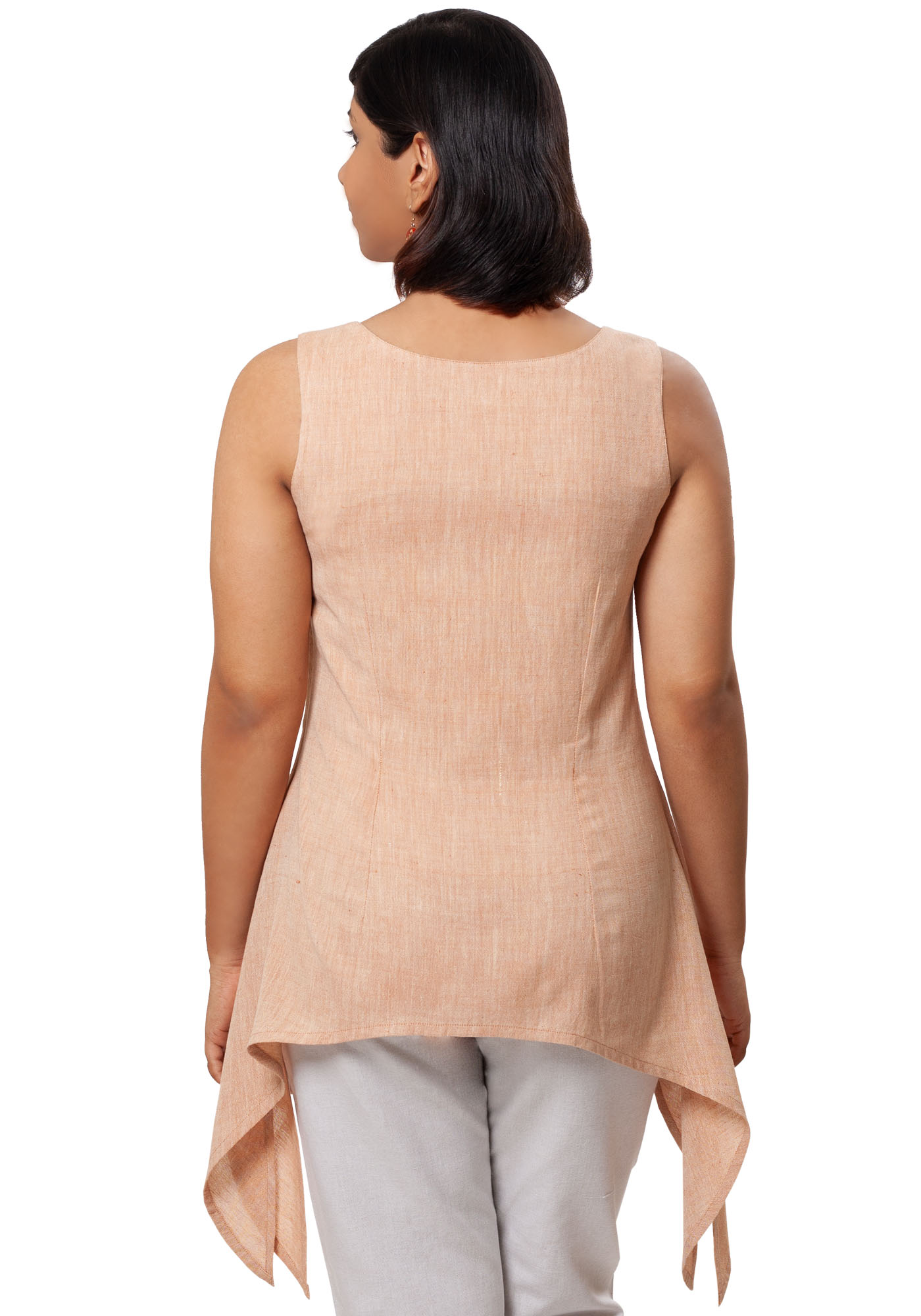 MINC Handkerchief Hem Tunic in Beige Cotton Khadi Cotton