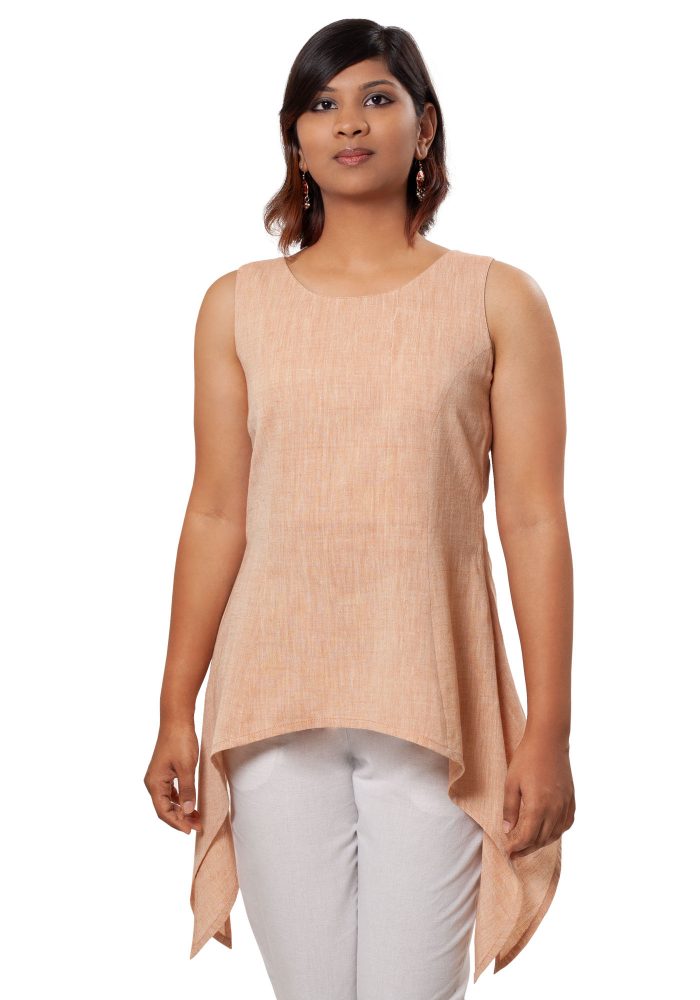 MINC Handkerchief Hem Tunic in Beige Khadi Cotton