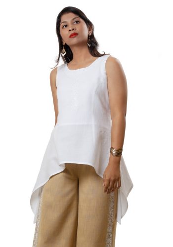 MINC Handkerchief Hem Tunic in White Linen