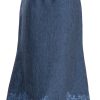 MINC Skirt in Blue Linen with Floral Embroidery