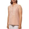 MINC Sleeveless Embroidered Tunic in Beige Khadi Cotton