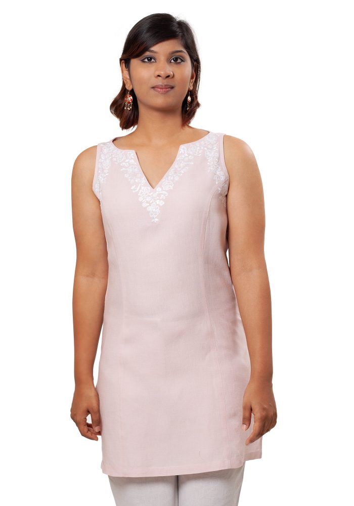 MINC Sleeveless Linen Tunic in Lotus Pink