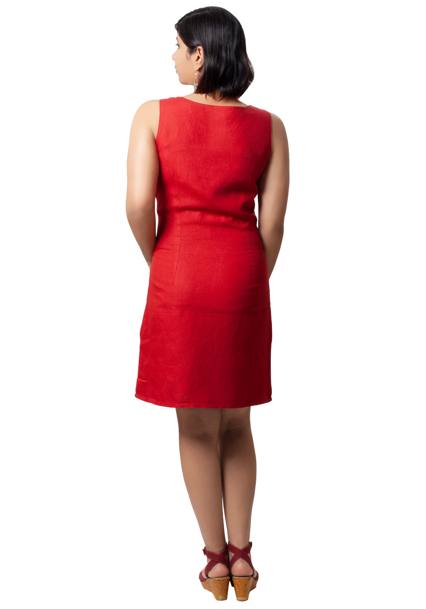 MINC Stephanie Short Dress In Bright Red Linen