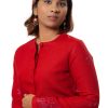 MINC Womens Couture Classic Embroidered Jacket in Ruby Red Linen