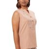 MINC Womens Fashion Sleeveless Embroidered Tunic in Beige Khadi Cotton