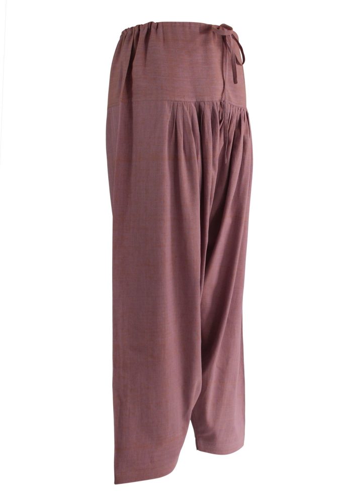MINC Womens Pleated Drawstring Pants in Purple Khadi Cotton