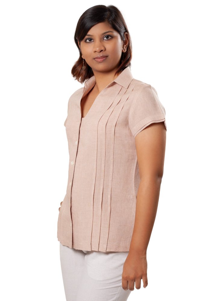MINC eco fashion Classic Pleated Beige Linen Shirt